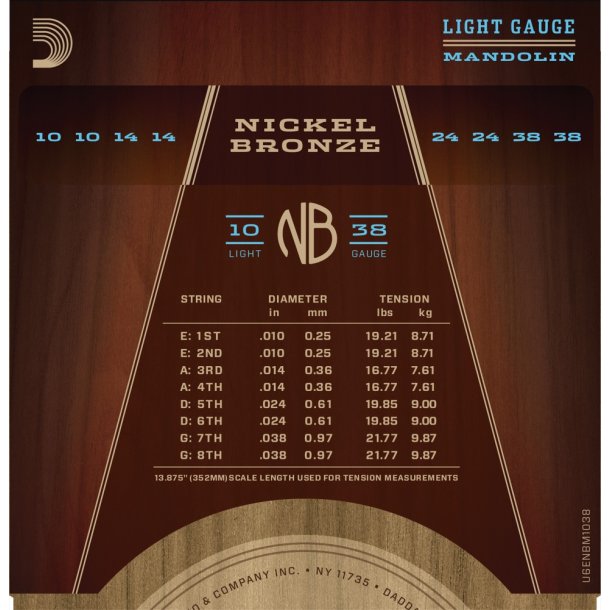D'Addario NBM1038, 010 - 038 Nickel Bronze Light